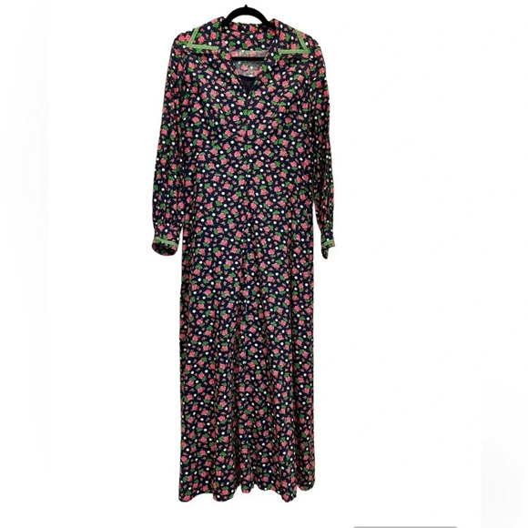 Vintage Maxi Dress Colorful 70s Floral Handmade XL - Picture 2 of 10